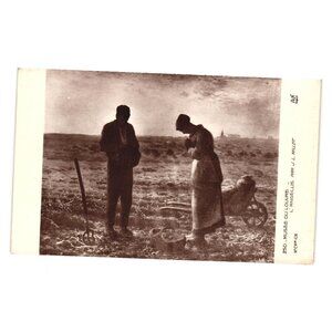 Musée Du Louvre LAngelus J L Millet Vintage French Postcard Française Farm Pray